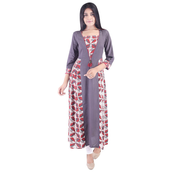 Rayon Kuri Gray Collor 3/4 Sleeves Formal Wear