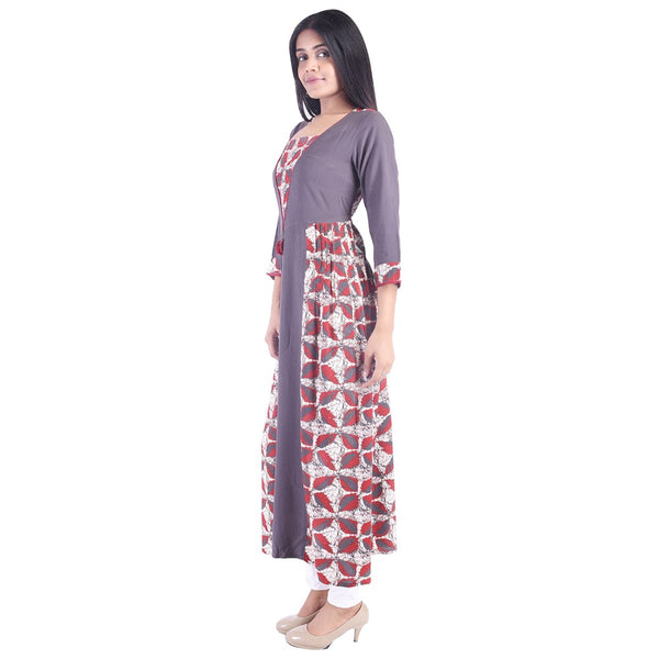 Rayon Kuri Gray Collor 3/4 Sleeves Formal Wear