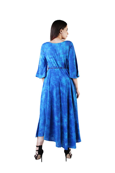 Rayon fabric tie-dye printed maxi dress for women