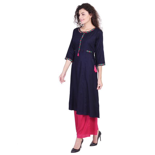 Navy Blue Indian Kurti For Women