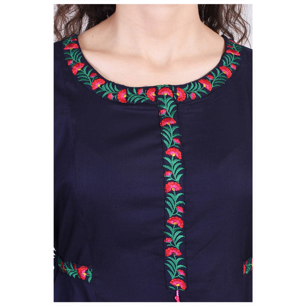 Navy Blue Indian Kurti For Women