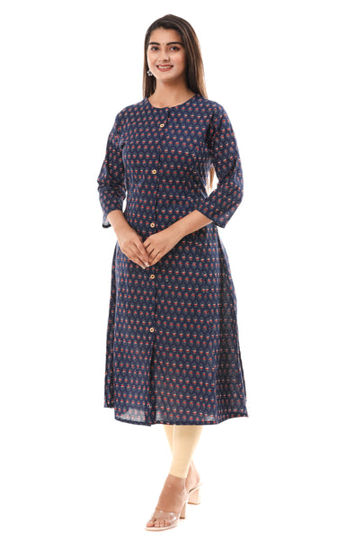 Blue Indian kurti for women cotton kurta