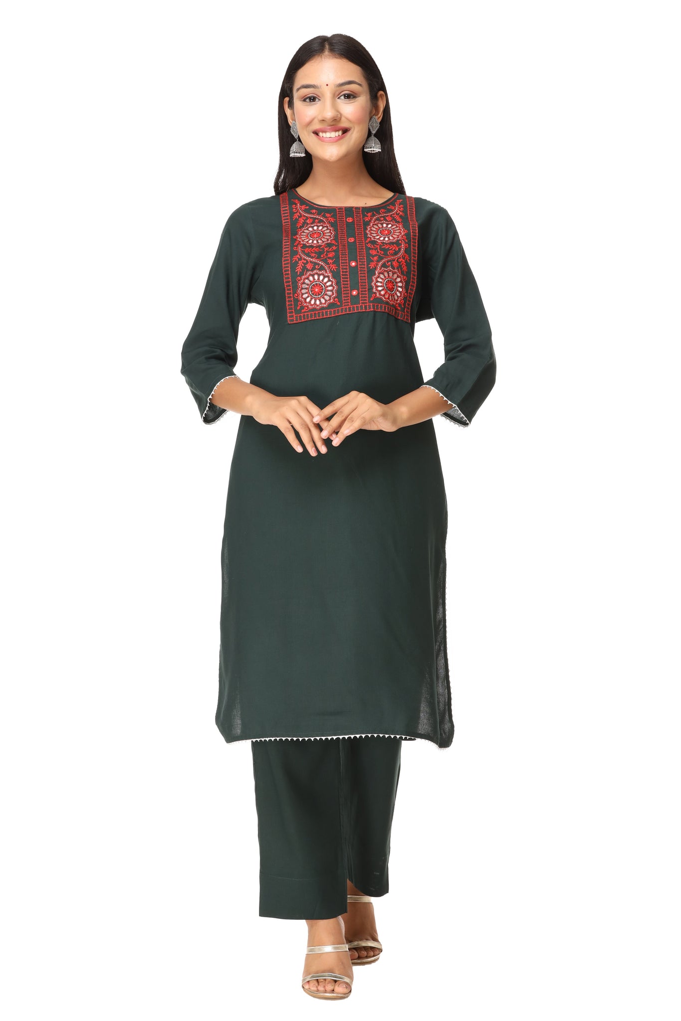 Elegant Straight Indian Kurti with Palazzo Pant for Women - Ethnic Wear Set