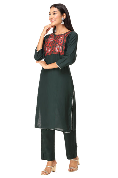 Elegant Straight Indian Kurti with Palazzo Pant for Women - Ethnic Wear Set