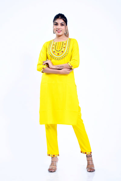 Chic Straight Indian Kurti with Palazzo Pant Set for Women - Elegant Ethnic Wear