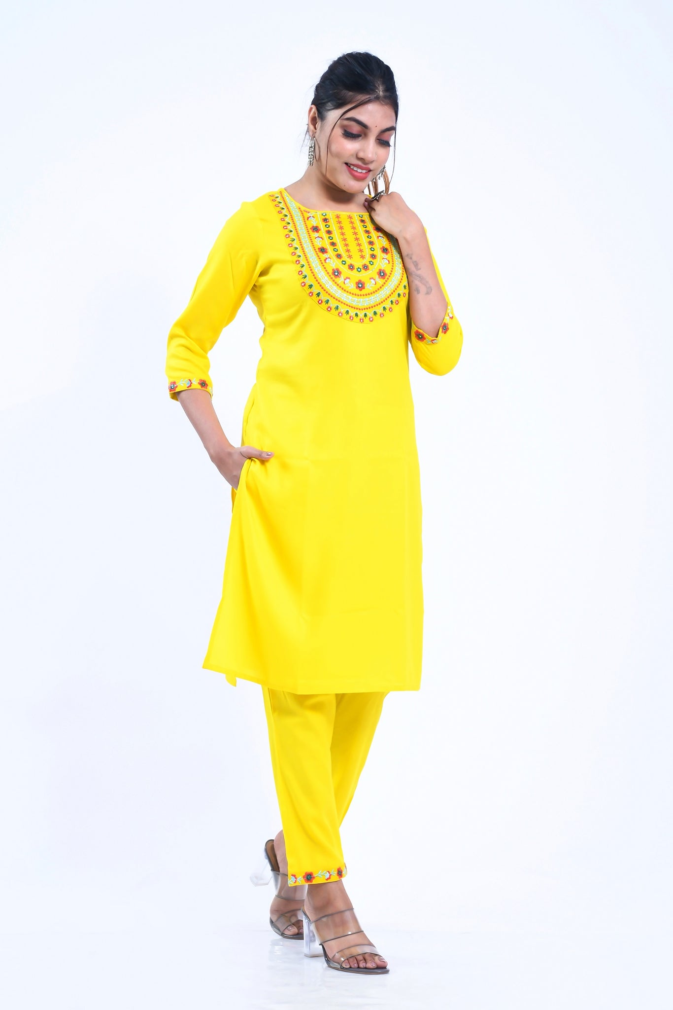 Chic Straight Indian Kurti with Palazzo Pant Set for Women - Elegant Ethnic Wear