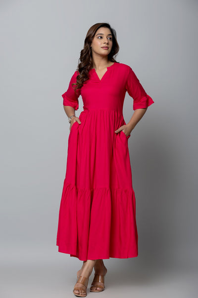 Women’s Maxi Dress with Tiered Hem Stylish Long Dress Casual