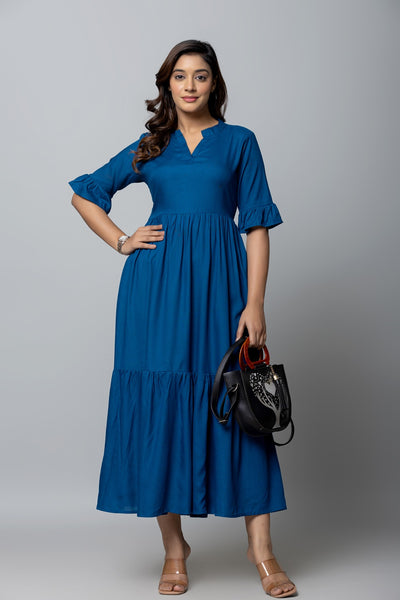 Women’s Maxi Dress with Tiered Hem Stylish Long Dress Casual