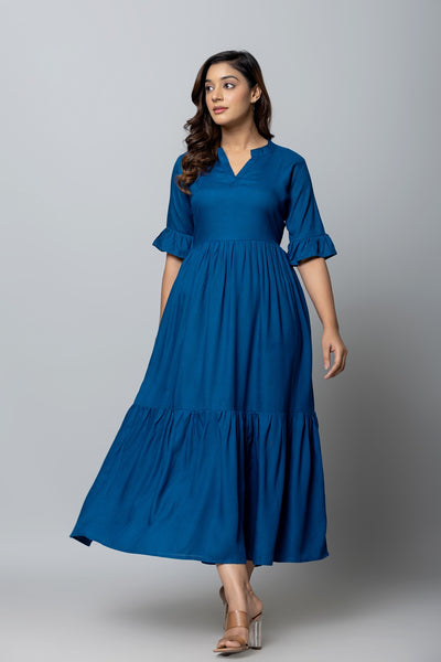 Women’s Maxi Dress with Tiered Hem Stylish Long Dress Casual