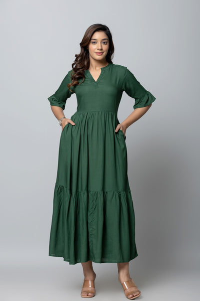 Women’s Maxi Dress with Tiered Hem Stylish Long Dress Casual