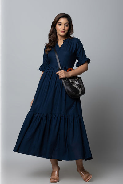 Women’s Maxi Dress with Tiered Hem Stylish Long Dress Casual