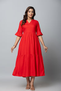 Women’s Maxi Dress with Tiered Hem Stylish Long Dress Casual