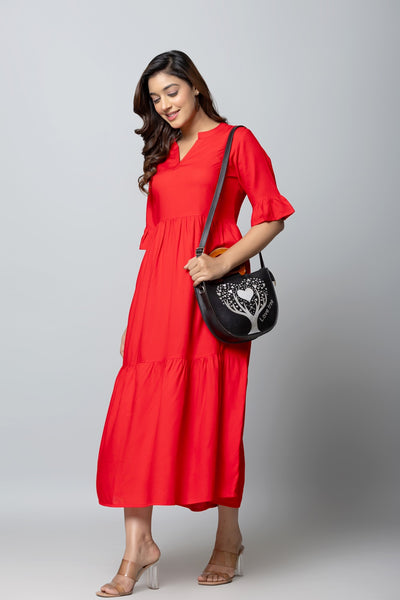 Women’s Maxi Dress with Tiered Hem Stylish Long Dress Casual