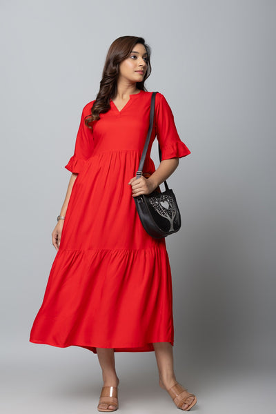 Women’s Maxi Dress with Tiered Hem Stylish Long Dress Casual