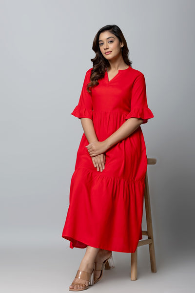 Women’s Maxi Dress with Tiered Hem Stylish Long Dress Casual