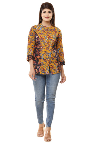 Floral Printed Tunic Casual Top Shirt for Women