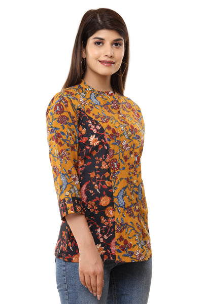 Floral Printed Tunic Casual Top Shirt for Women