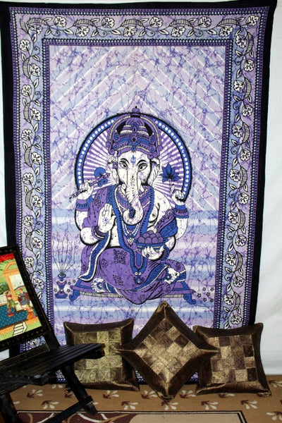 Indian Lord Ganesha Cotton Wall Art Tapestry For Home Decor